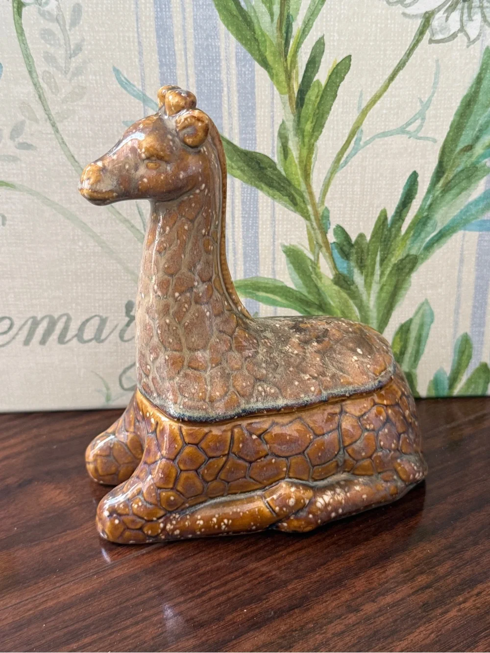 Vintage Pier 1 Giraffe Trinket Box Glazed 7”
